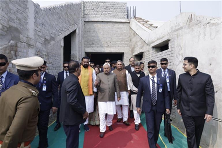 Nitish Kumar inspects under-construction Buddhist complex in East Champaran
