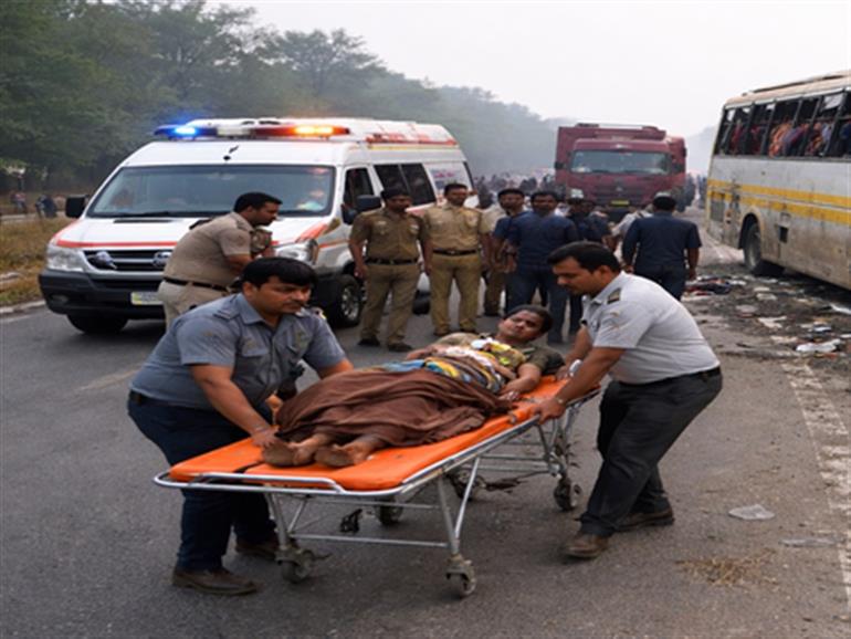 बिहार के रोहतास में ट्रक ने बस को टक्कर मारी, घसीटा; एक की मौत, 21 घायल